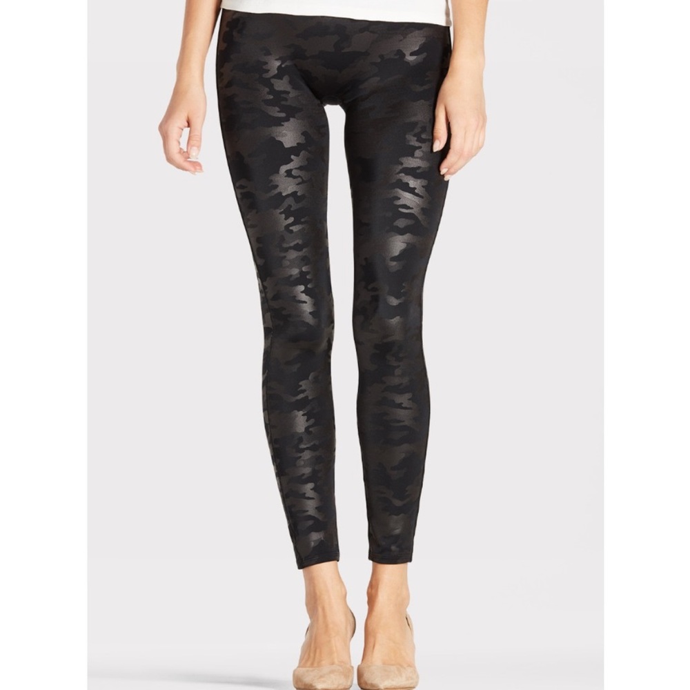 SPANX Camo Faux-Leather Leggings